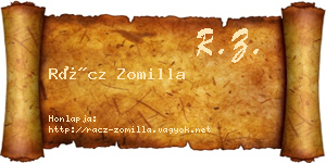 Rácz Zomilla névjegykártya